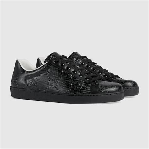 mens gucci black fabric shoes|black gucci sneakers men's.